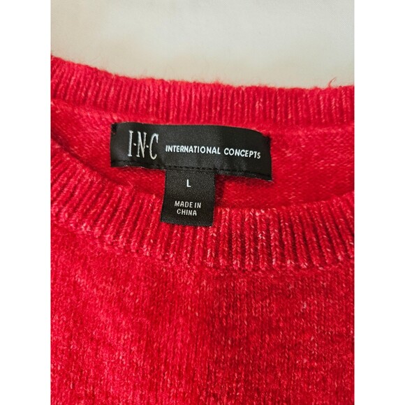 $59 Inc Concepts Womens Red Embellished Cold-Shoulder Wool Sweater Size L - Picture 6 of 9